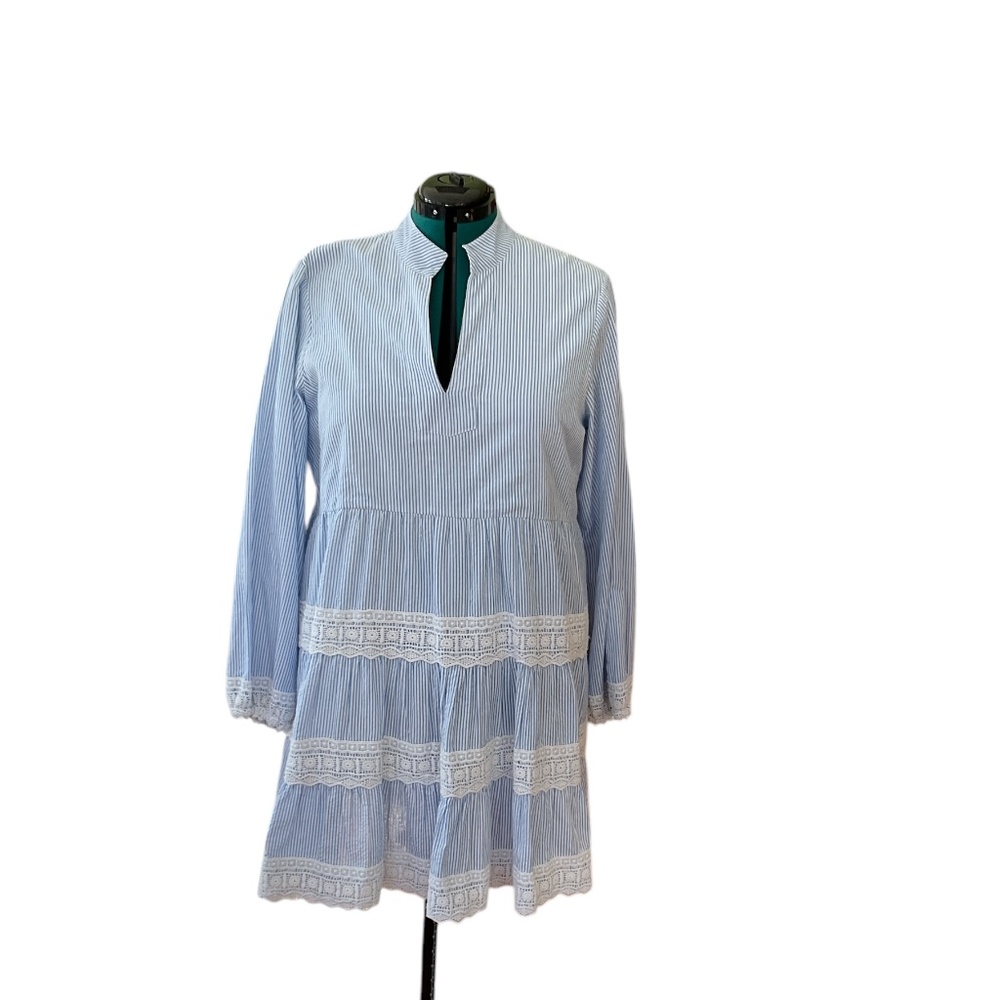 Sail to Sable XL blue and white striped v-neck dress
